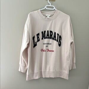 H&M Cream Crew Neck Sweater Casual Cotton Blend